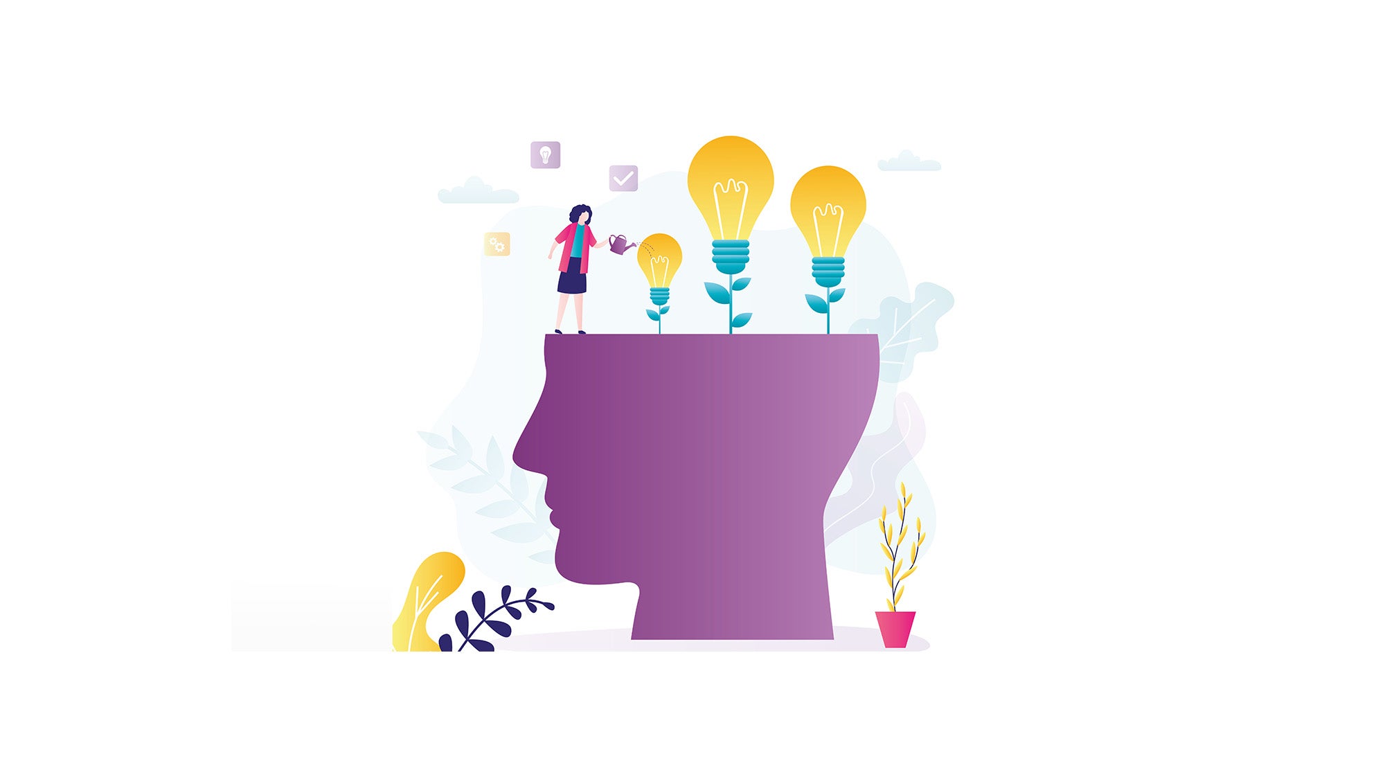 Illustration depicting the concept of training to enhance knowledge and ideas