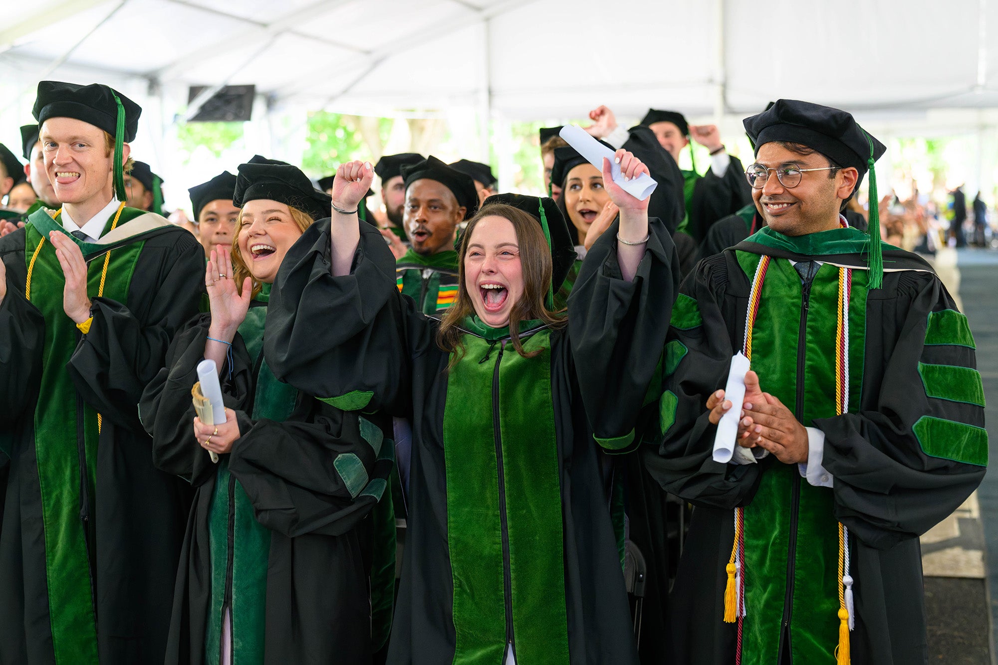 Students cheer together